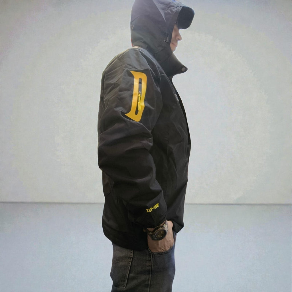 Chaqueta Doble Prenda Negra Cremallera amarilla