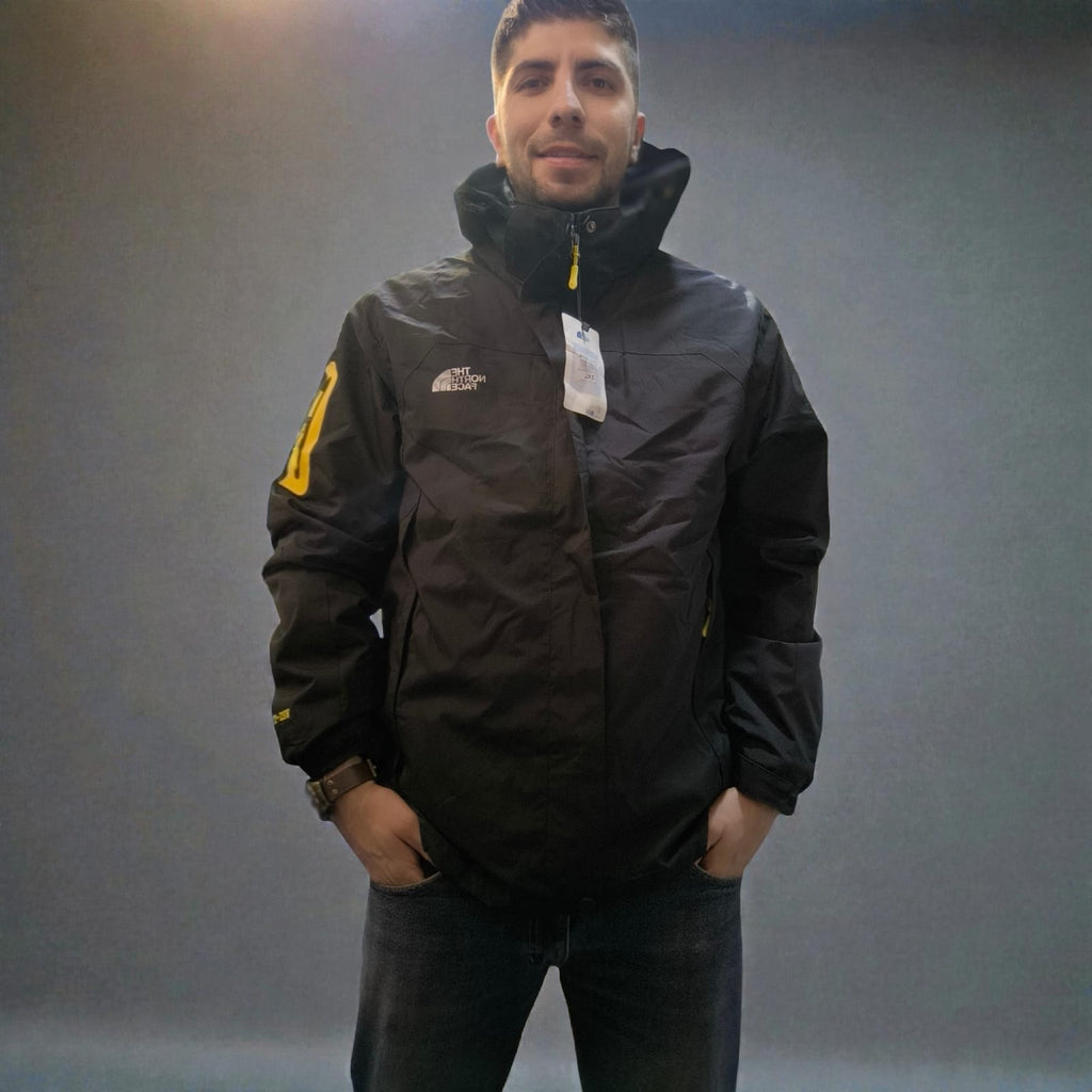 Chaqueta Doble Prenda Negra Cremallera amarilla